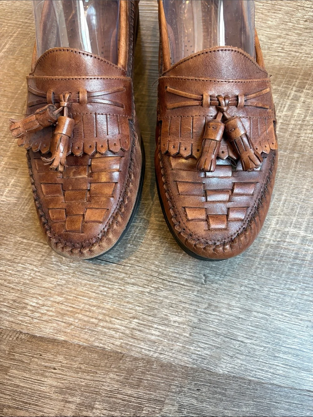 Earth Shoe Dale Leather Woven Loafers Men's 8D Brown Tassel